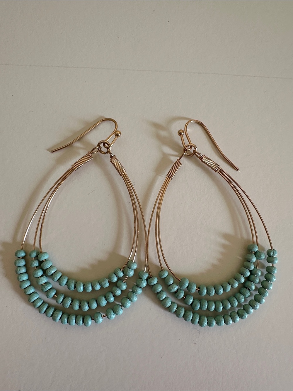 Turquoise Beaded Teardrop Hoop Earrings - Women Jewelry